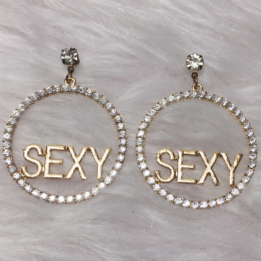 🌹Sassy Gold Plated Rhinestone Hoop Sexy Earrings